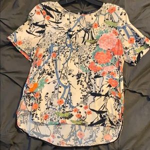 WORN ONCE Zara Women sz M floral s/s blouse
